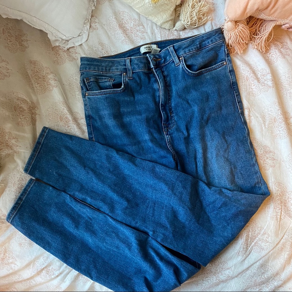 forever 21 high waisted denim skinny jeans